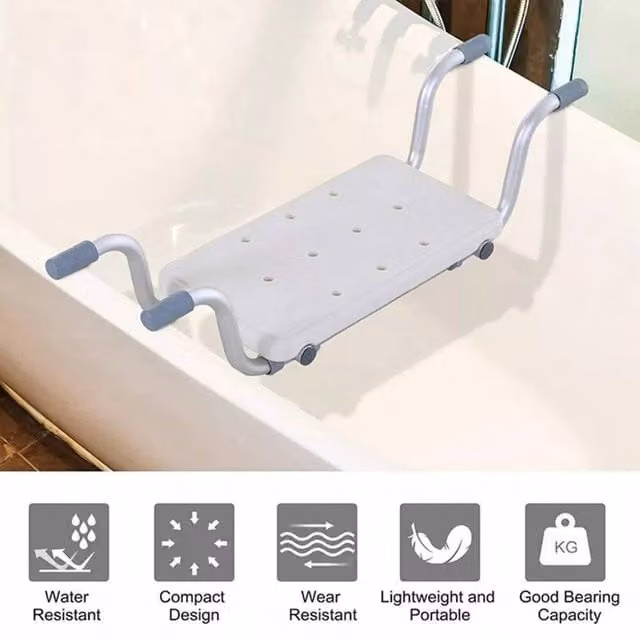 NESTLUNE White Suspended Bath Seat with Metal Frame and Drainage Design