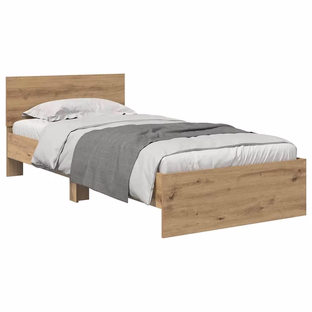 Berkfield Home Artisan Oak Bed Frame in Brown, Engineered Wood, W/D/H: 90 x 190 cm – 2
