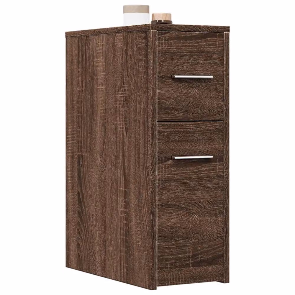 Berkfield Home Narrow Freestanding Bathroom Cupboard with Wheels in Brown Oak – 2