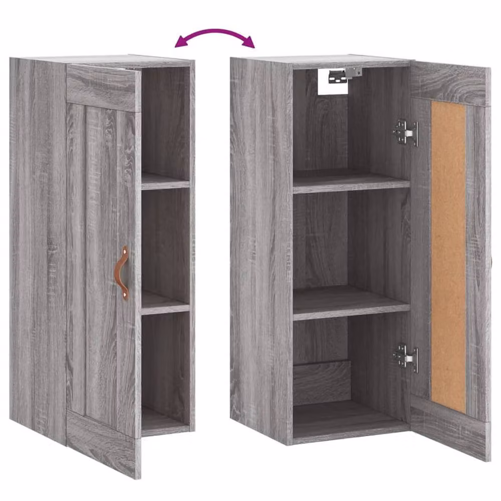 Berkfield Home Wall Mounted Cabinet in Grey Sonoma, W/D/H: 34.5 x 34 x 90 cm – 3