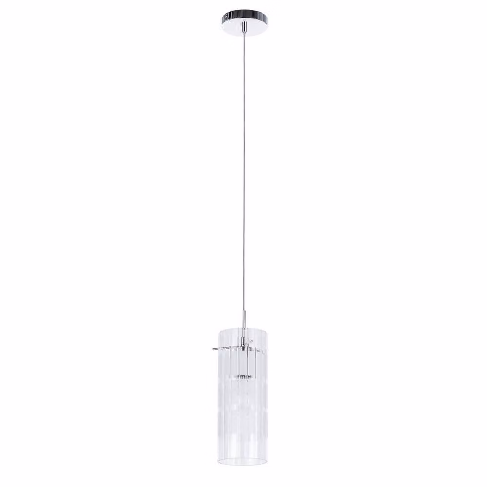 Netlighting Modern Hanging Pendant Light in Chrome with Transparent Glass Shade and E27 Socket – 2