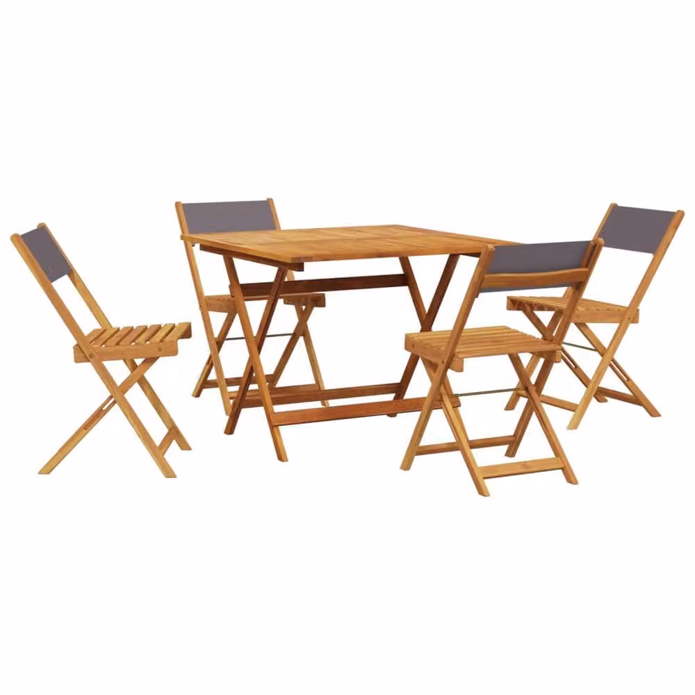 Berkfield Home 5 Piece Modern Garden Dining Set in Anthracite Fabric and Acacia Wood – 2