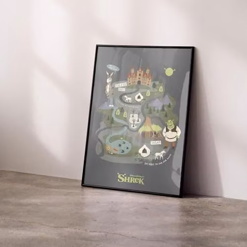 FaNaTtik Shrek Journey to Far Far Away Limited Edition A3 Art Print in Grey and Multicolour – 3