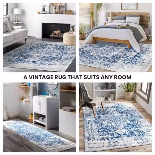 Livabliss Syracusa Vintage Boho Style Runner Rug in Blue, Beige and Grey, W/D/H: 80 x 150 cm – 4