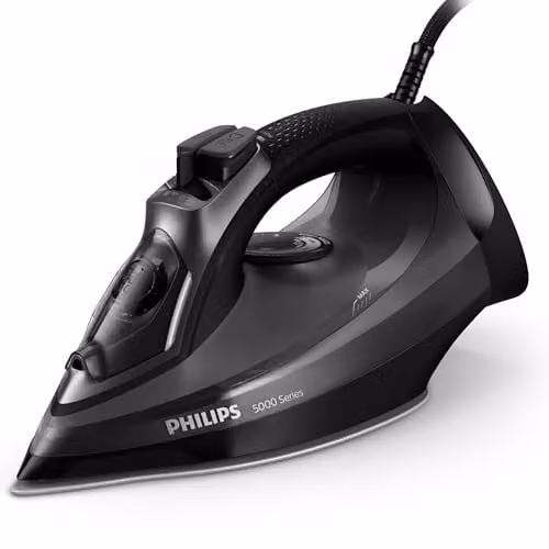 Philips 5000 Series Steam Iron in Black with Non-Stick Plate, Anti-Calc and Vertical Steam Functions