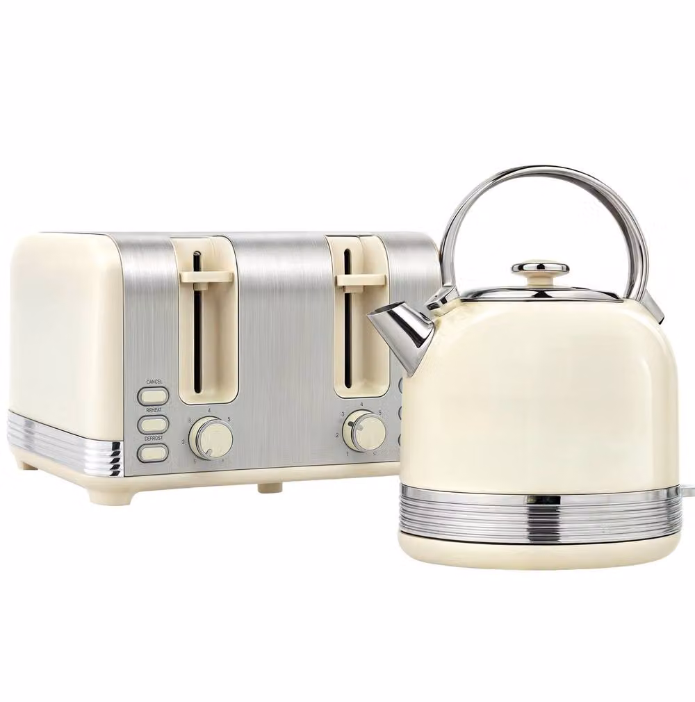 STILVORA Kettle and Toaster Set in Cream and White with Auto Shut-Off and Limescale Filter – 3