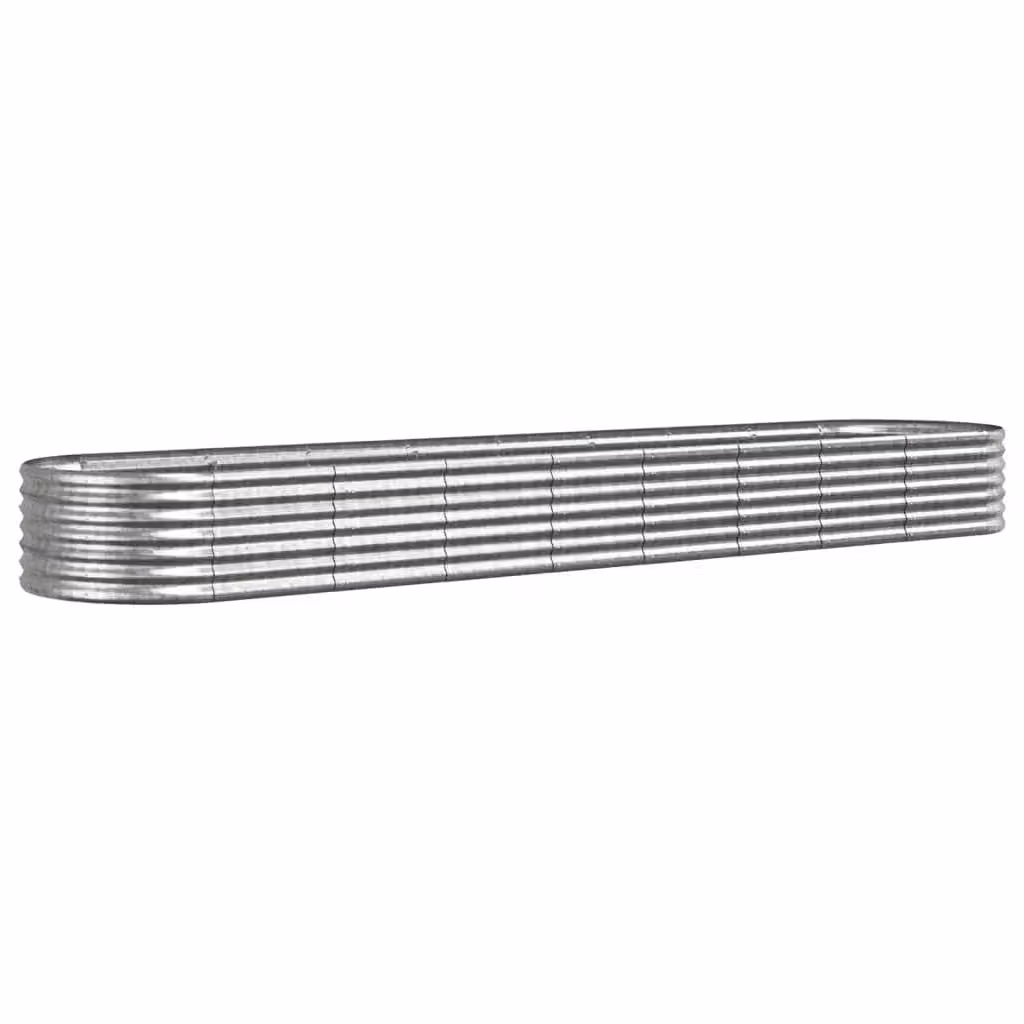 Berkfield Home Garden Powder-coated Steel Raised Bed in Silver, W: 368 cm, D: 80 cm, H: 36 cm – 2