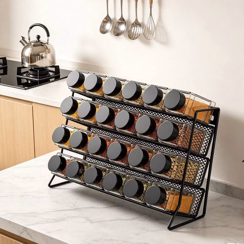 KORVIXA 4 Tier Black Metal Spice Rack – 5