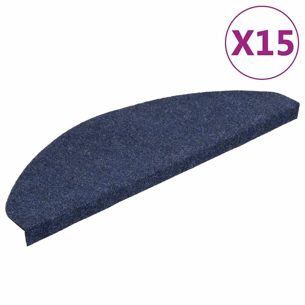 Berkfield Home Self-adhesive Non-slip Stair Mats, 15 Pieces, Blue, W: 65 cm, D: 22.5 cm, H: 3.5 cm – 2