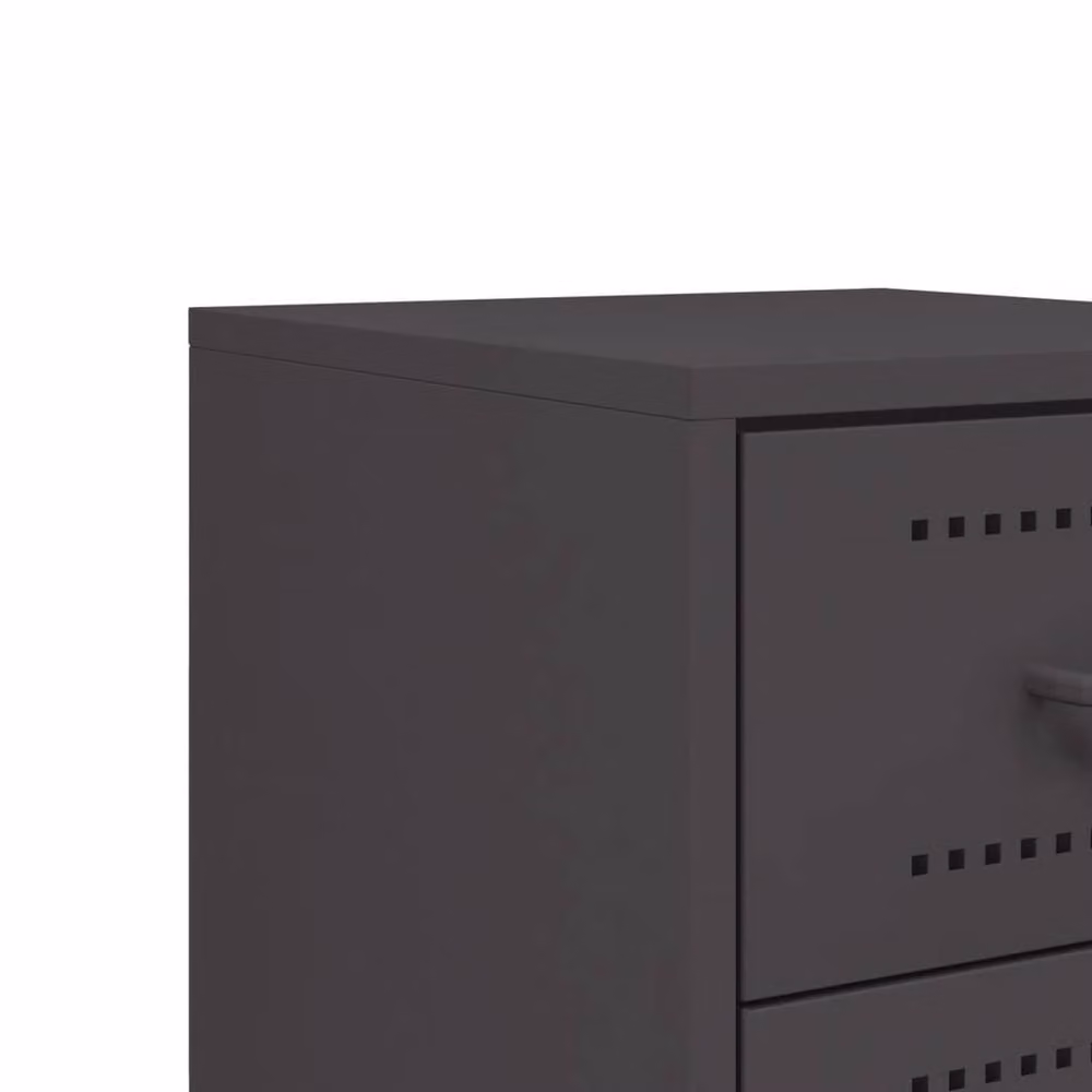 Berkfield Home Set of 2 Black Industrial Metal Bedside Cabinets, W/D/H: 36 x 39 x 60.5 cm – 3