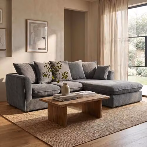 Abakus Direct Lucas Left Facing Corner Sofa in Grey Velvet Chenille – 5