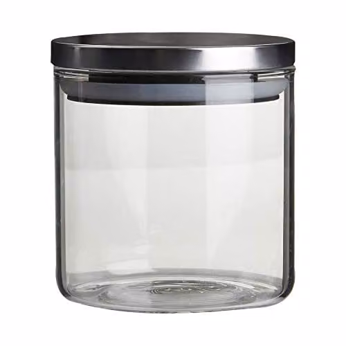 Orsina Freska Airtight Storage Jar, 550 ml, Transparent Glass with Silver Metallic Lid – 1