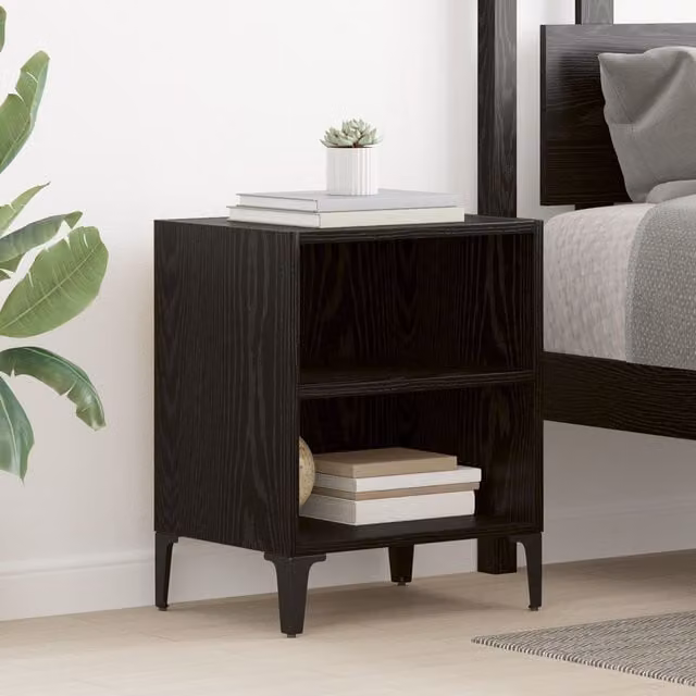 Berkfield Home Set of 2 Modern Black Oak Bedside Cabinets, W/D/H: 40 x 30 x 50 cm – 1