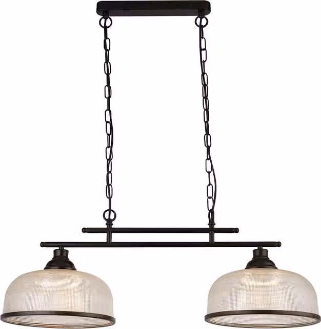 Highworth 2 Light Modern Black and Transparent Glass Pendant Light