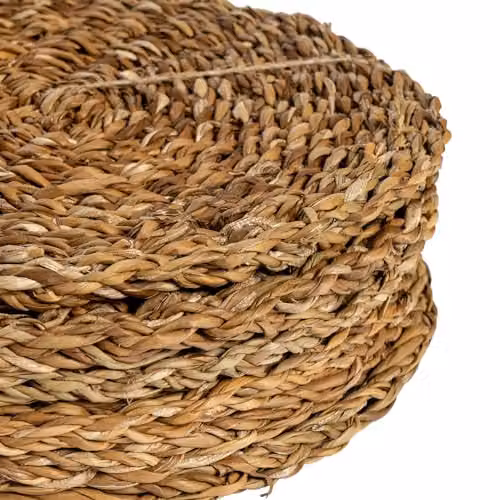 Argon Tableware Round Woven Seagrass Placemats, Brown, Set of 6, Diameter: 30 cm – 6