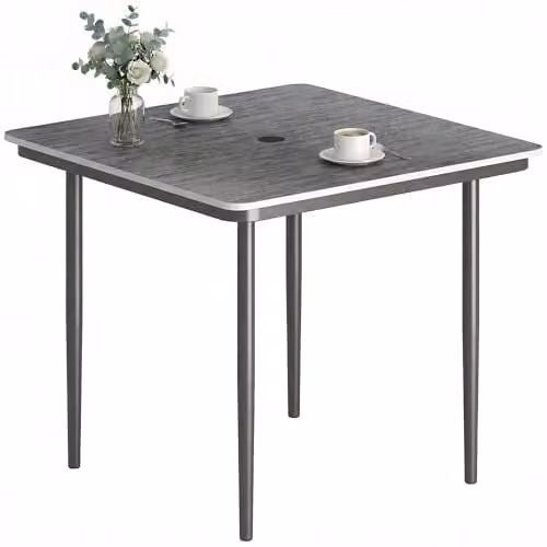 Outsunny Modern Garden Dining Table for 4 People, Grey, W/D/H: 85 x 85 x 72.5 cm – 1