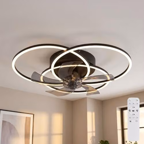Globo Lighting Black LED Ceiling Fan with Remote Control, Dimmable Timer and CCT, Diameter: 58 cm – 2