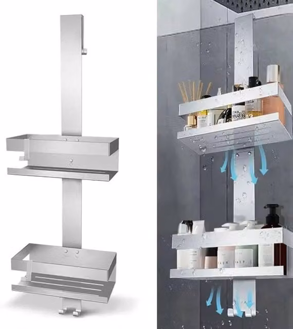 PAWNORA 2-Tier Stainless Steel Hanging Rack in Silver