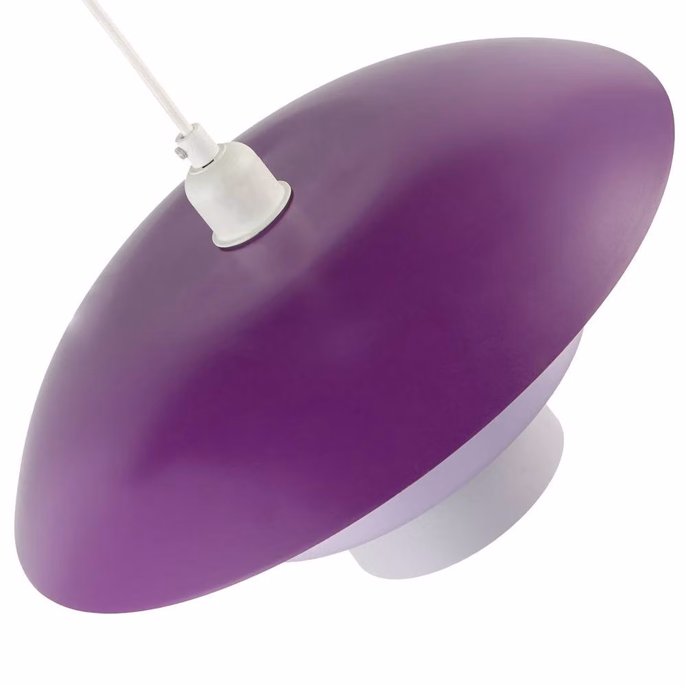 Happy Homewares Modern Metal Dome Pendant Lighting Shade in Purple, Lilac, Lavender and White – 3