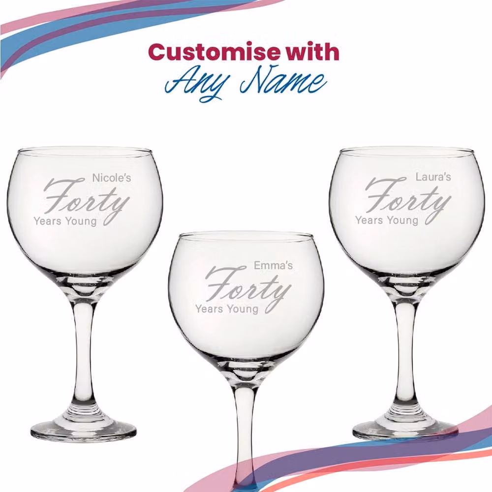 Uniqueful Personalised 40th Birthday Cubata Gin Cocktail Glass, Transparent – 3