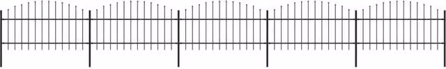 Berkfield Black Steel Spear Top Garden Fence, 8.5 m Length