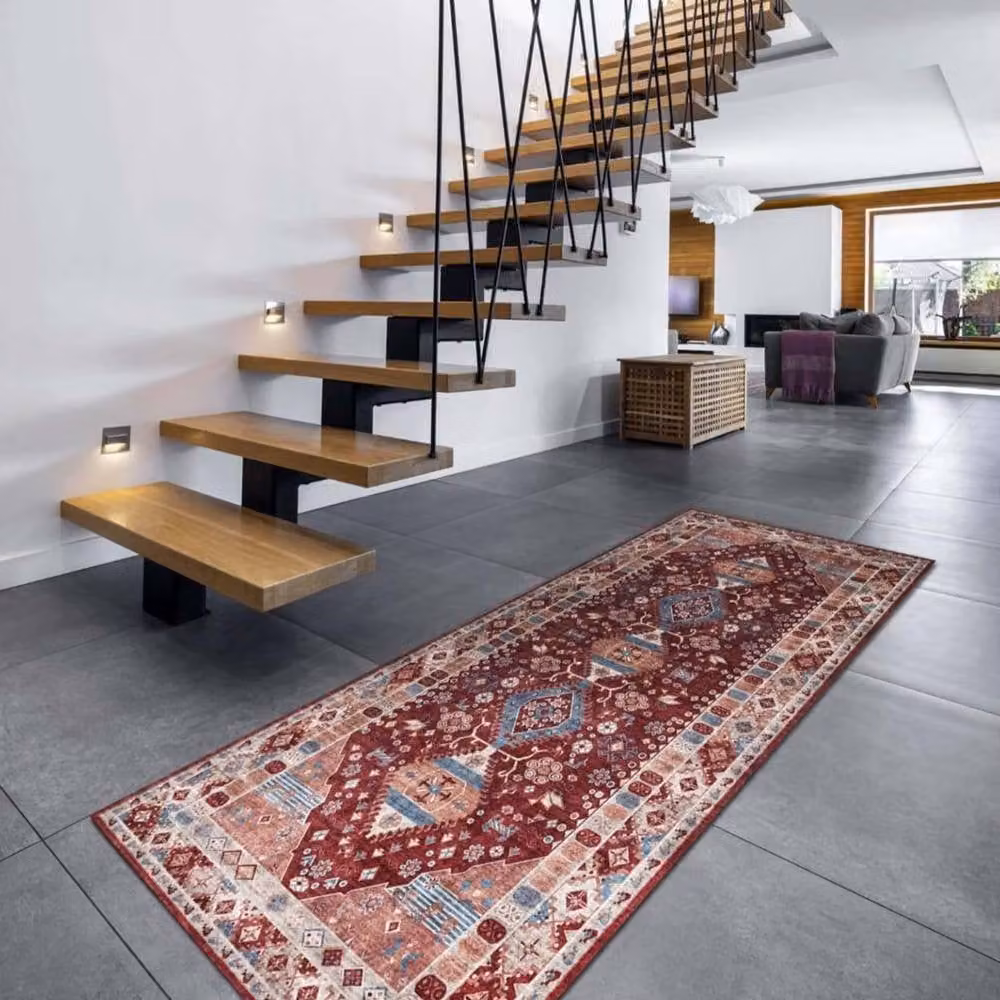 THE RUGS Atlas Collection Vintage Red Washable Non-Slip Polyamide Rug, W: 230 cm, D: 160 cm – 4