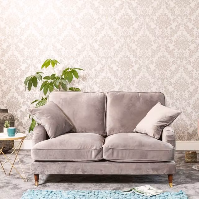 Artemis Home Mackenzie 2 Seat Grey Velvet Upholstered Sofa with Scatter Cushions