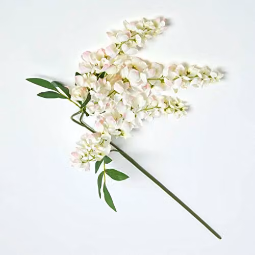 Homescapes Hanging Wisteria Single Stem Floral Decoration in Pink, White, Green or Beige, Height: 92 cm