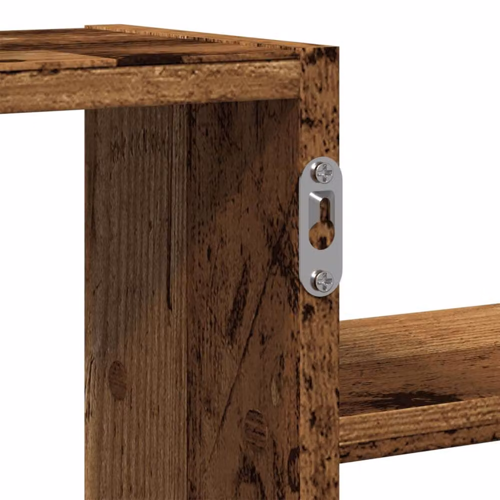 Berkfield Home Durable Wall Shelf in Old Wood Brown, W/D/H: 104 x 15 x 49 cm – 4