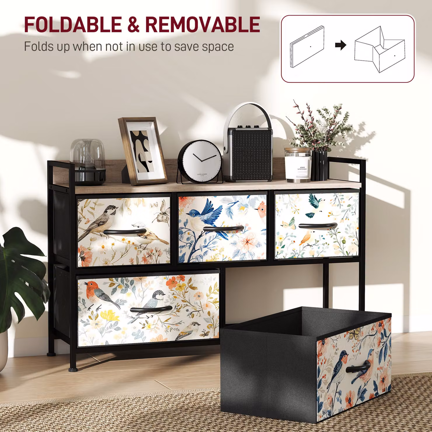 HOMCOM Modern 5-Drawer Chest of Drawers in White – 6