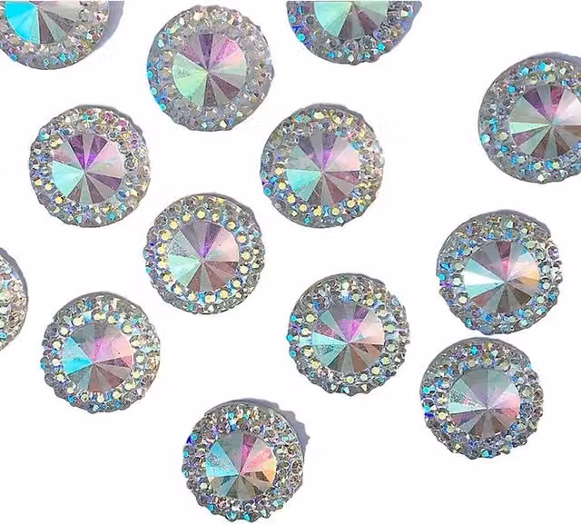 Syntego Pack of 12 Positano AB Clear Self Adhesive Round Flat Back Crystals