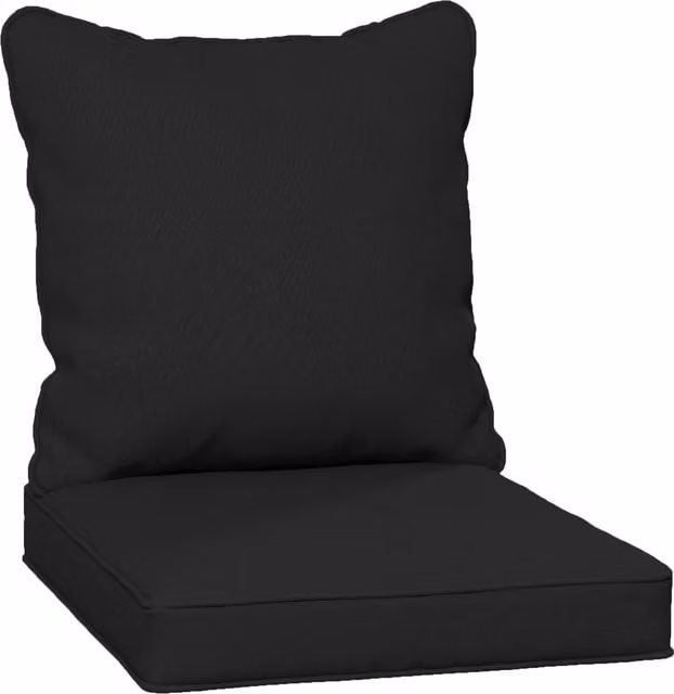 Outsunny Black Padded Seat and Back Cushion Set with Removable Water Repellent Covers