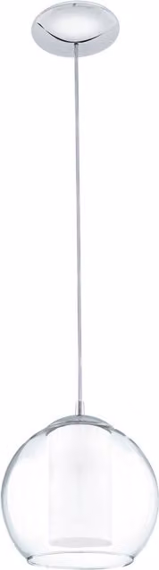 Loops Suspended Pendant Light in Chrome with White Transparent Glass Shade, E27 60W – 1