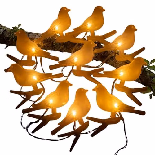 GardenKraft Solar Bird Outdoor String Lights with 10 Warm White LEDs, 3.8m Length – 1
