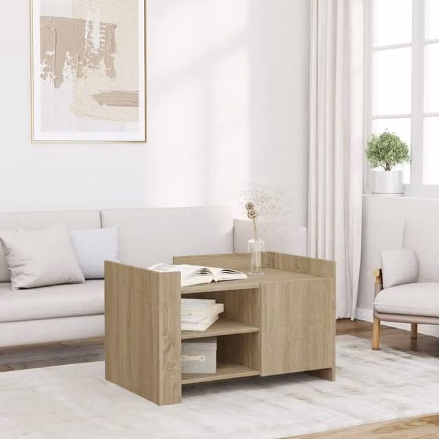 Berkfield Home Sonoma Oak Coffee Table in Brown, W/D/H: 80 x 50 x 50 cm – 1
