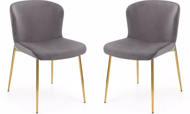 Cheshire Cavendish Set of 2 Grey Velvet Modern Upholstered Dining Chairs – 1