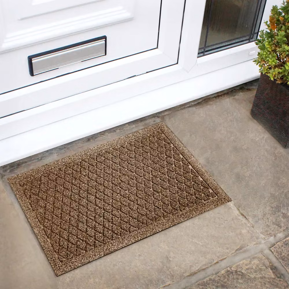 JVL Dirt Defender Diamond Scraper Doormat, Beige, W: 40 cm, D: 60 cm – 4