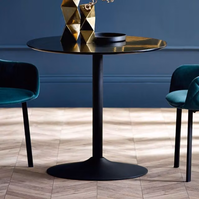 Julian Bowen Nero Round Glossy Black Dining Table