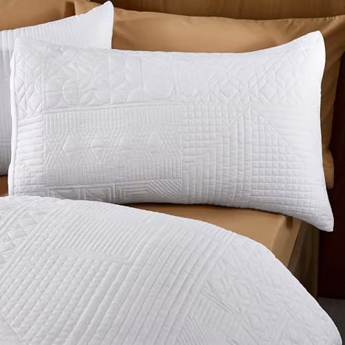 Catherine Lansfield Folkstone Geo King Duvet Cover Set with Pillowcases in White – 2