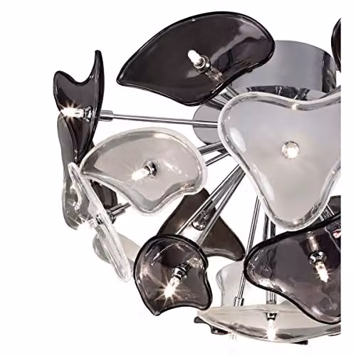 Netlighting Otto Ceiling Light in Chrome and Grey with Black Glass, G4 – 4
