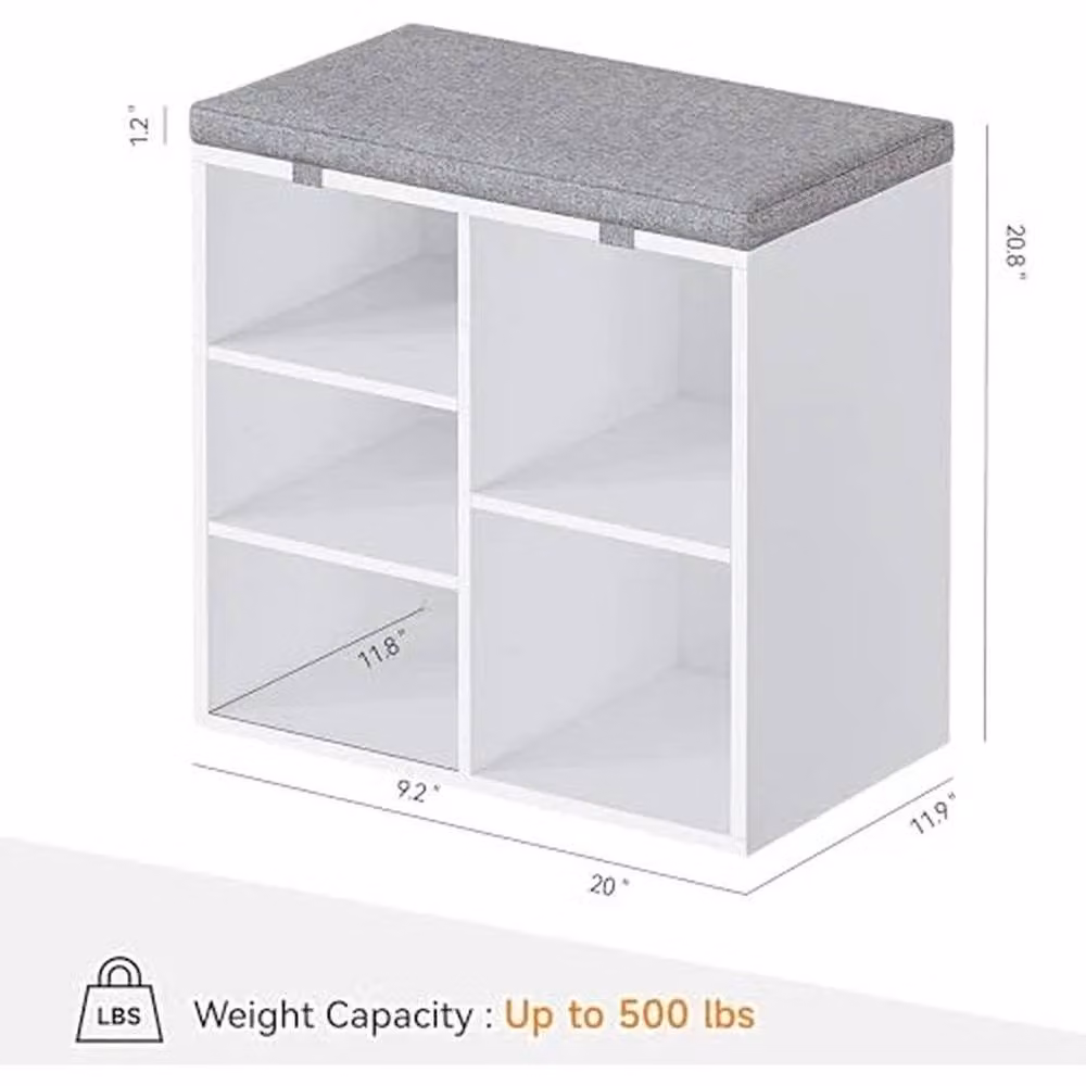 KORVIXA White Shoe Storage Bench and Cube Organiser with Adjustable Shelves, W/D/H: 100 x 100 x 100 cm – 2