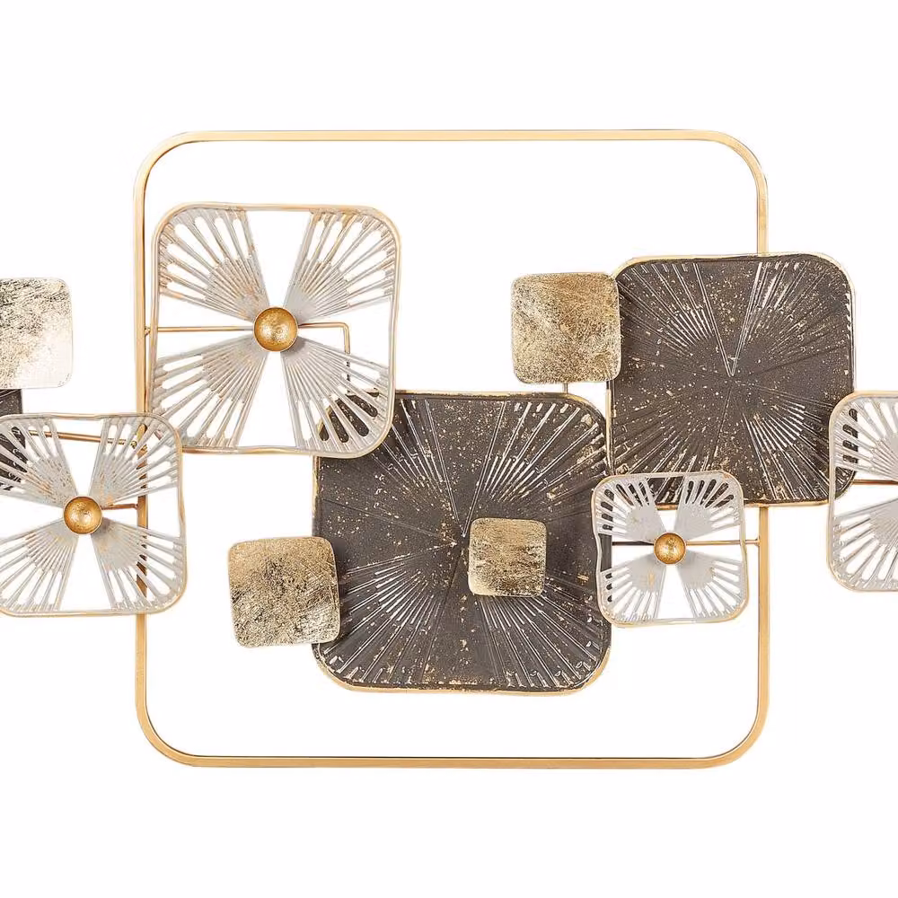 Wyld and Coco Geometric Multicolour Metal Wall Art with Gold Accents – 2