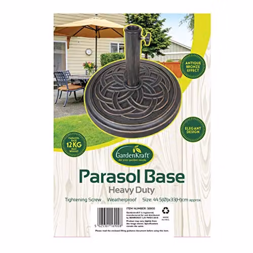 GardenKraft 16900 Heavy Duty Resin Parasol Base in Bronze with Celtic Traditional Design and 48mm Maximum Pole Diameter – 3