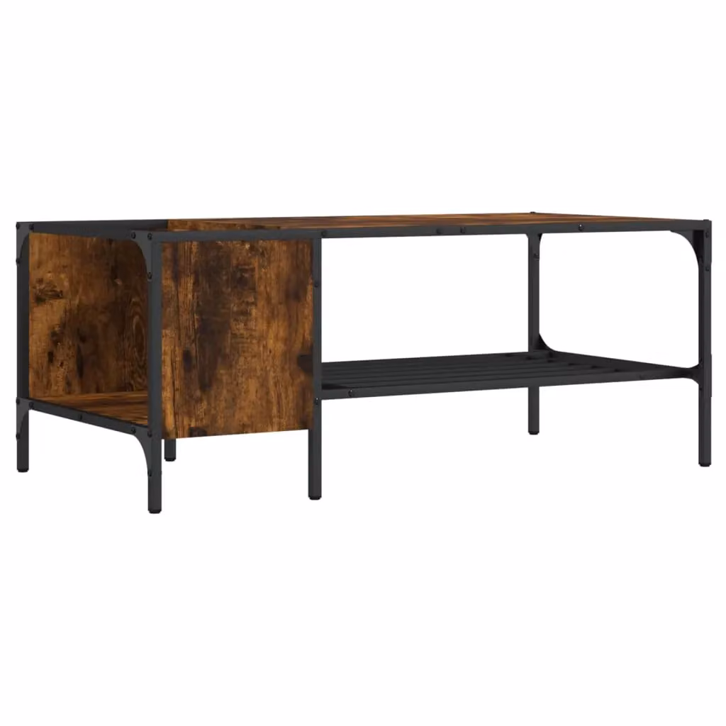 Berkfield Home Smoked Oak Coffee Table with Rack in Brown, W: 100 cm, D: 51 cm, H: 40 cm – 2