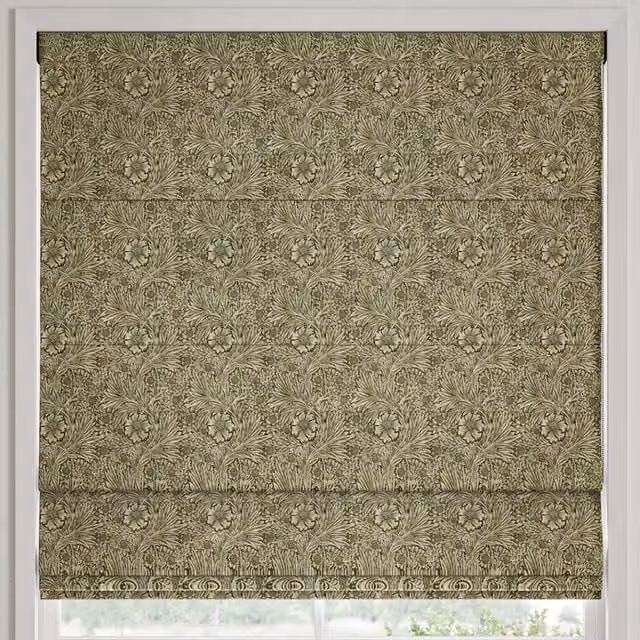 William Morris At Home Marigold Floral Velvet Made to Measure Roman Blind in Sage Green