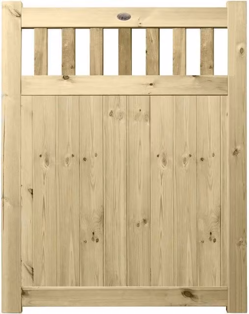 Premier Garden Supplies URBAN Interlocked Tongue Groove Pressure Treated Garden Gate with Picket Pale Top, W: 120 cm, H: 150 cm