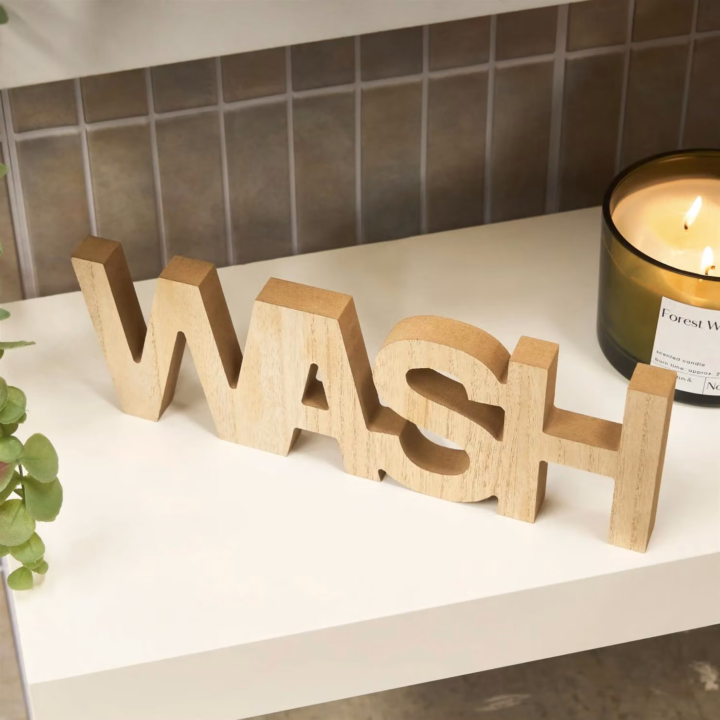 OHS Rustic Wooden Wash Sign Statue Ornament in Bronze and Brown – 2