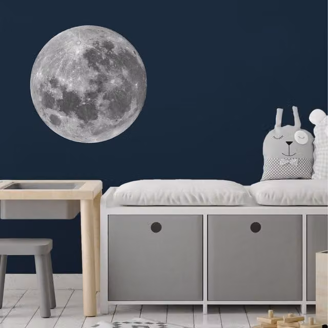 Stickerscapes Full Moon Wall Sticker, Grey, Round, Diameter: 42 cm