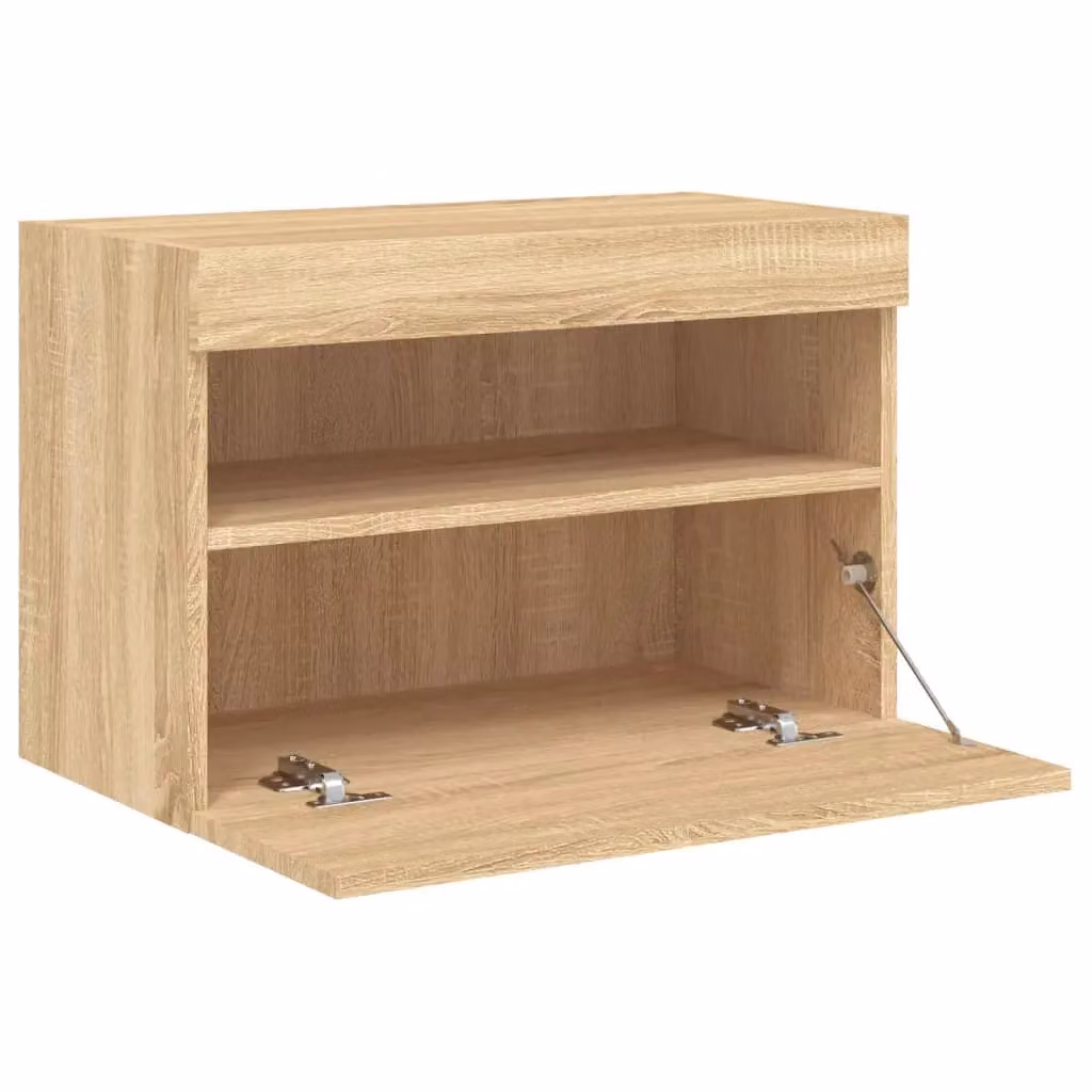 Berkfield Home Modern Wall-Mounted TV Cabinet with Integrated LED Lights in Sonoma Oak Brown, W: 60 cm, D: 40 cm, H: 40 cm – 4