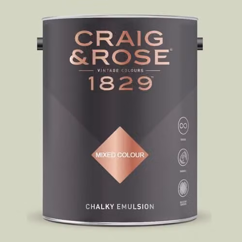 Craig & Rose 1829 Paint Stop Soft Green Chalky Matt Water Based Emulsion, 5 l